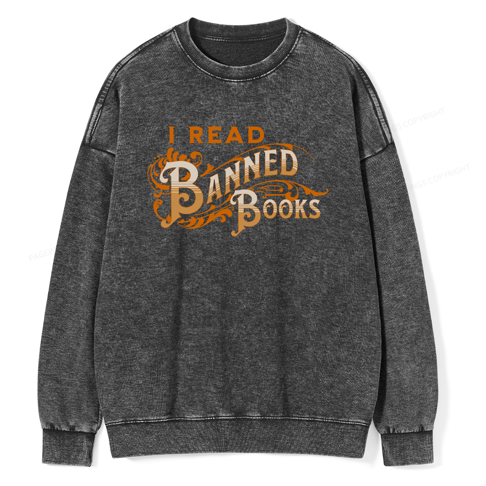Pagewings I Read Banned Books Washed Sweatshirt