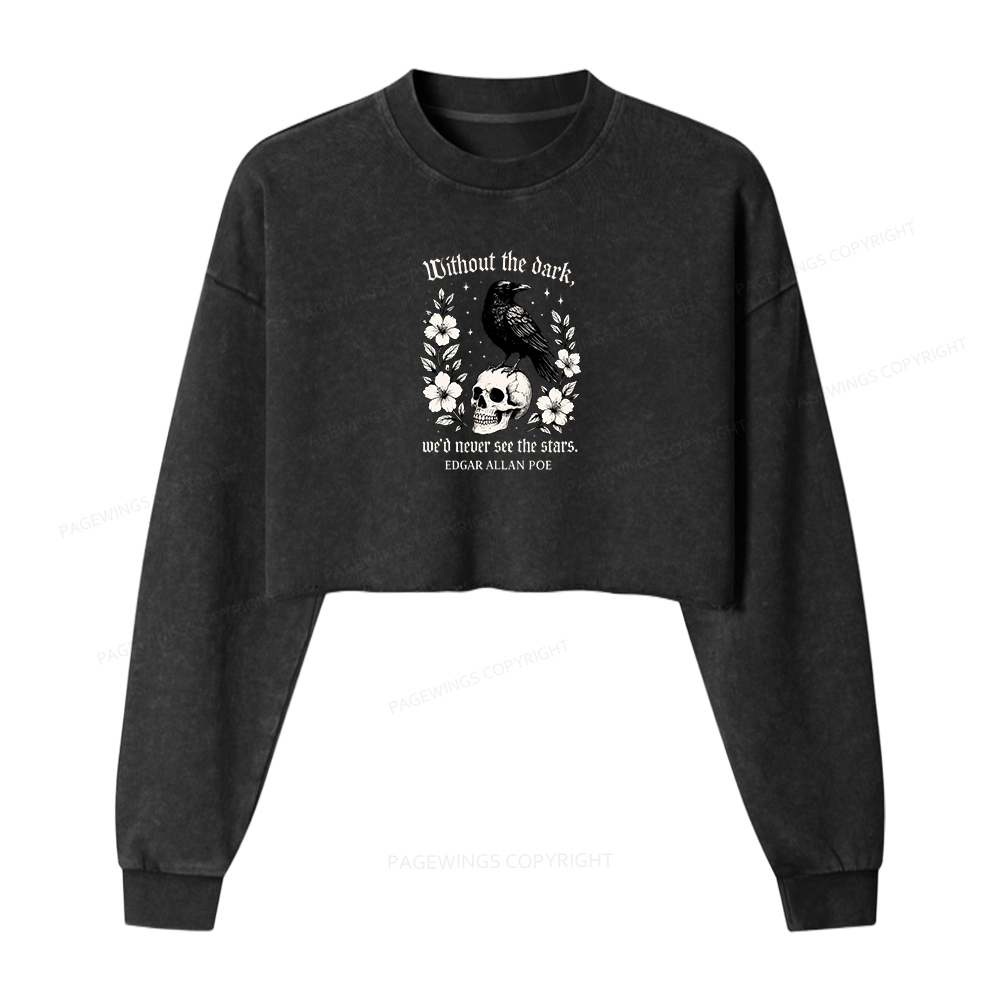 Pagewings Without The Dark Washed Crop Sweatshirt