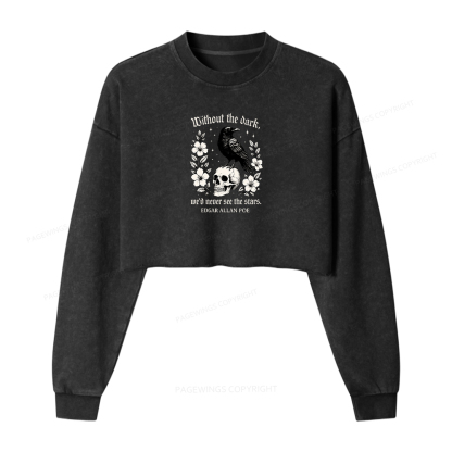 Pagewings Without The Dark Washed Crop Sweatshirt