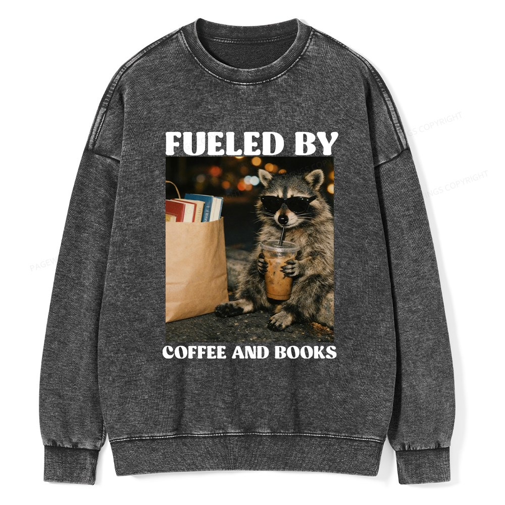 Pagewings Fueled by Coffee And Books Washed Sweatshirt
