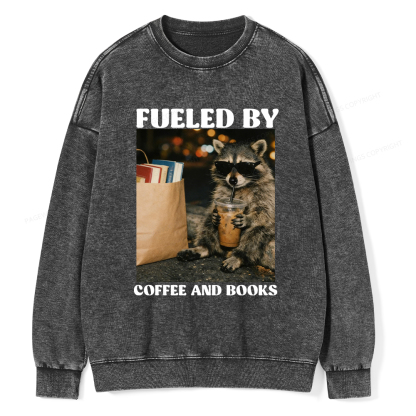 Pagewings Fueled by Coffee And Books Washed Sweatshirt