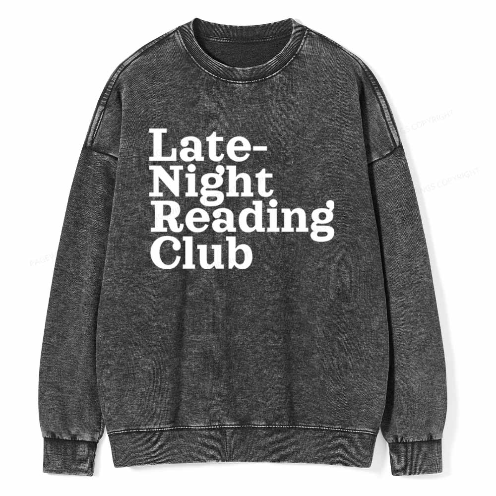 Pagewings Late-Night Reading Club Unisex Washed Sweatshirt