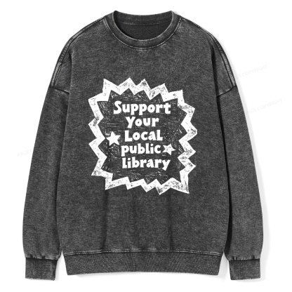 Pagewings Support Your Local public library Washed Sweatshirt