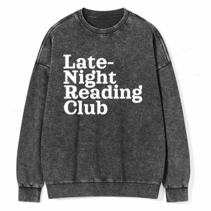 Pagewings Late-Night Reading Club Unisex Washed Sweatshirt