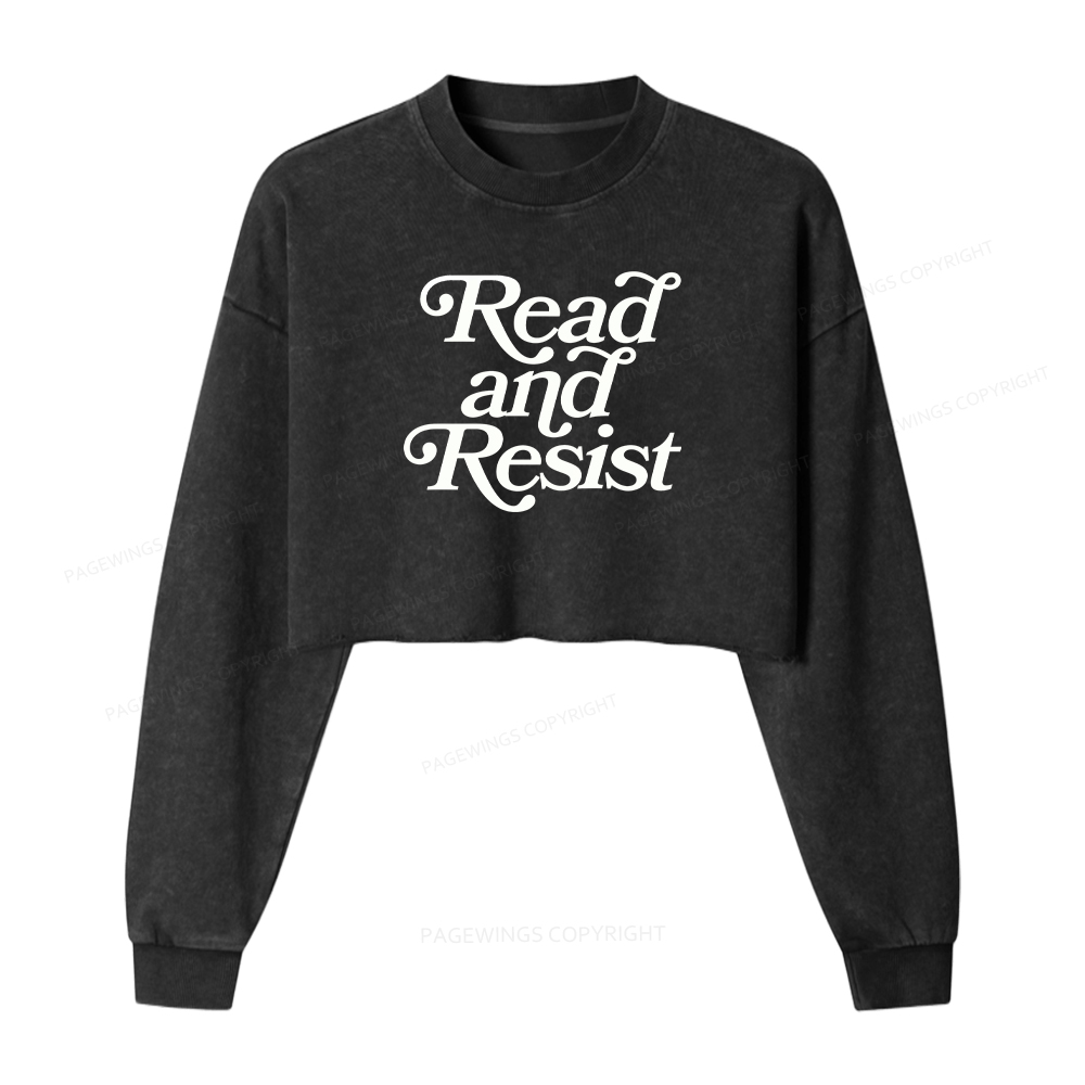Pagewings Read And Resist Washed Crop Sweatshirt
