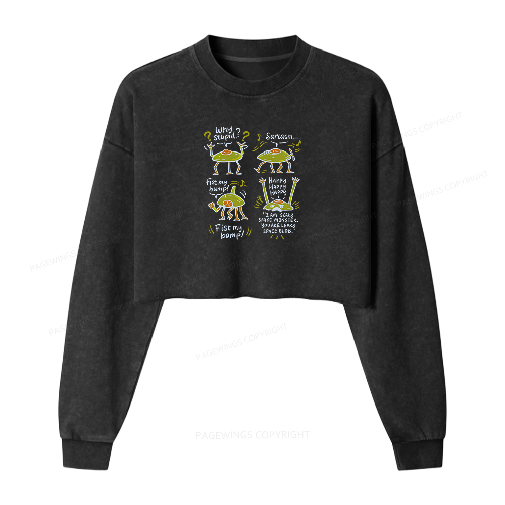 Pagewings Science Fiction Book Lovers Washed Crop Sweatshirt