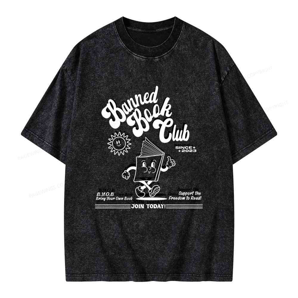 Pagewings Read Banned Books Unisex Washed T-shirt