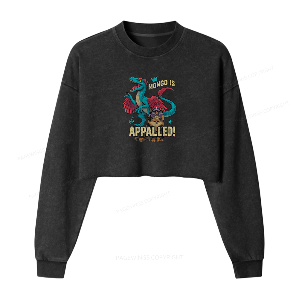Pagewings Mongo is Appalled Washed Crop Sweatshirt