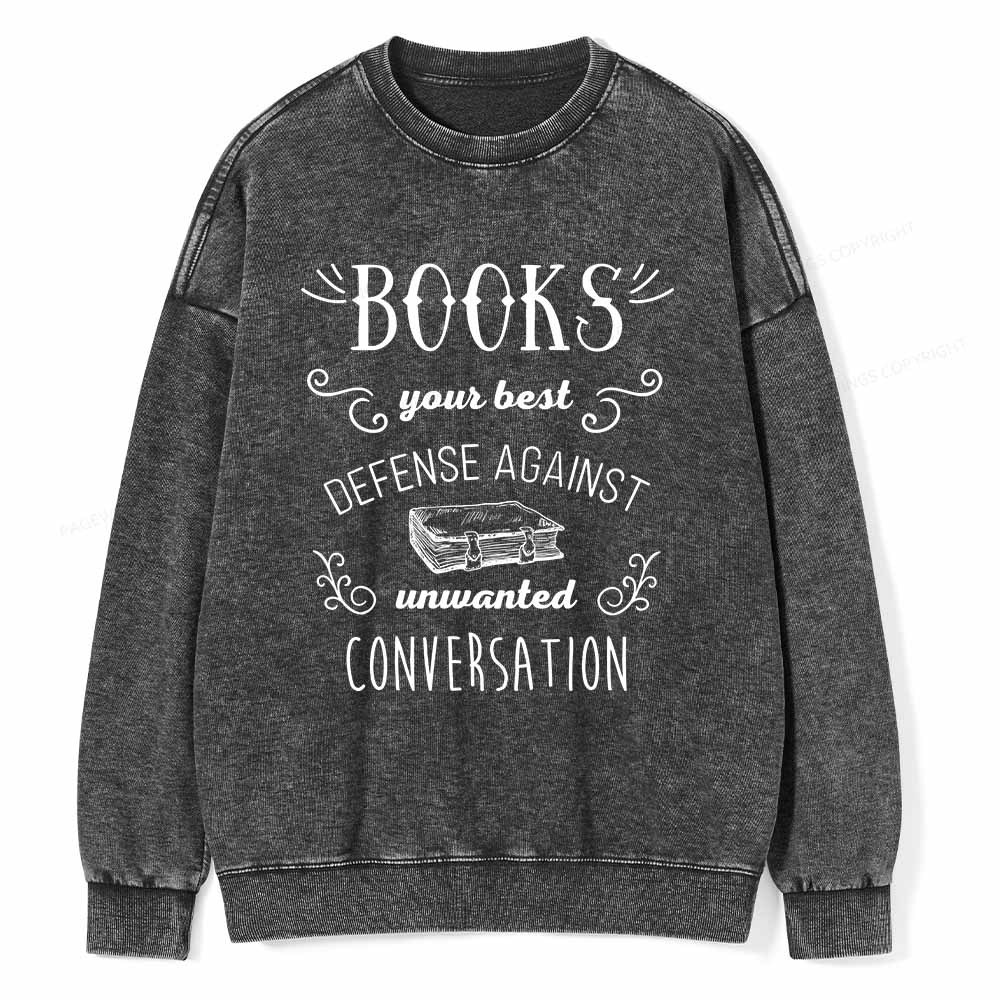 Pagewings Books your best defense Book Reading Unisex Washed Sweatshirt