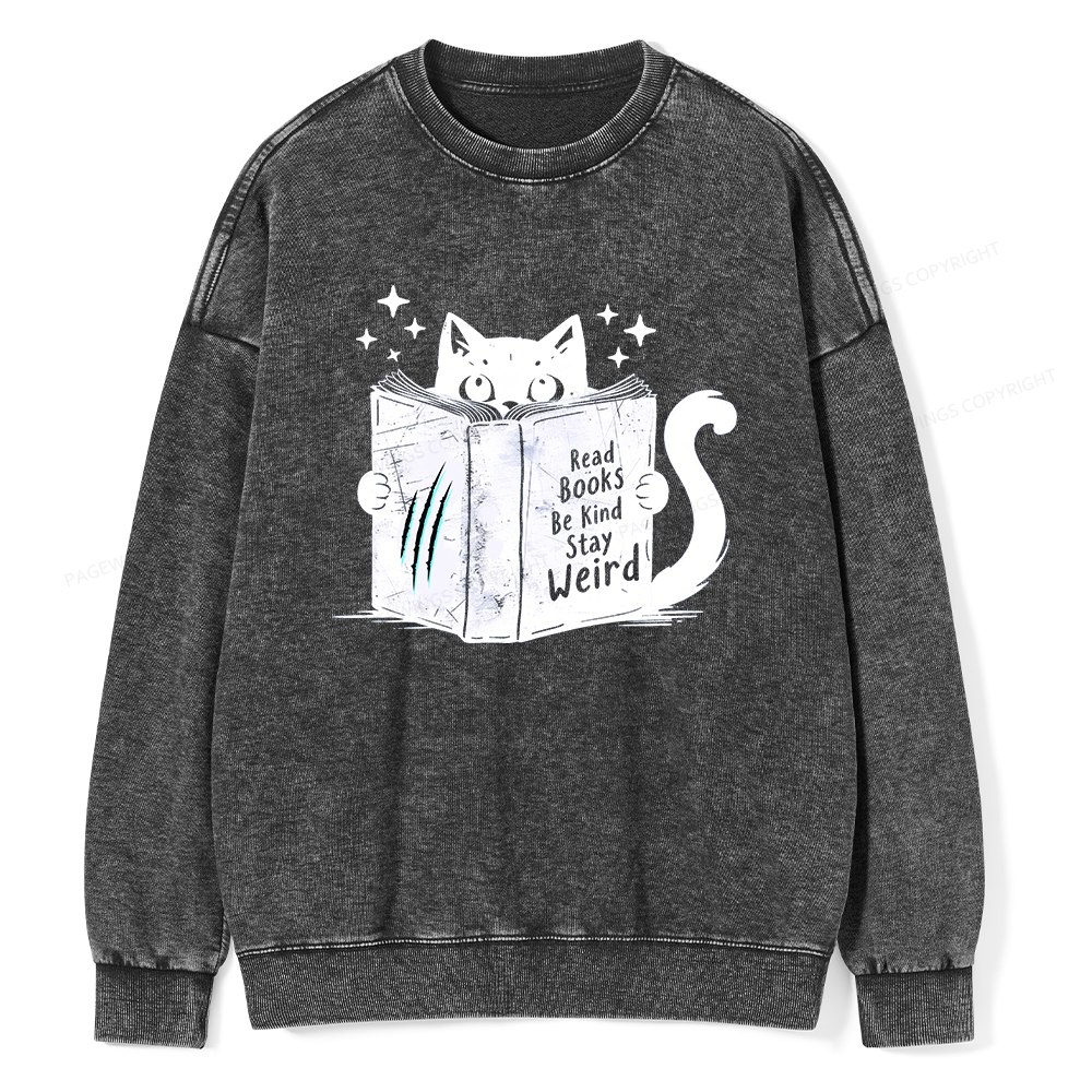 Pagewings Read Books Be Kind Stay Weird Washed Sweatshirt