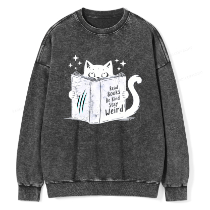 Pagewings Read Books Be Kind Stay Weird Washed Sweatshirt
