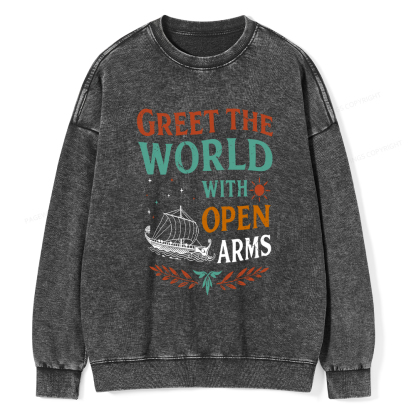 Pagewings Greet the World With Open Arms Washed Sweatshirt