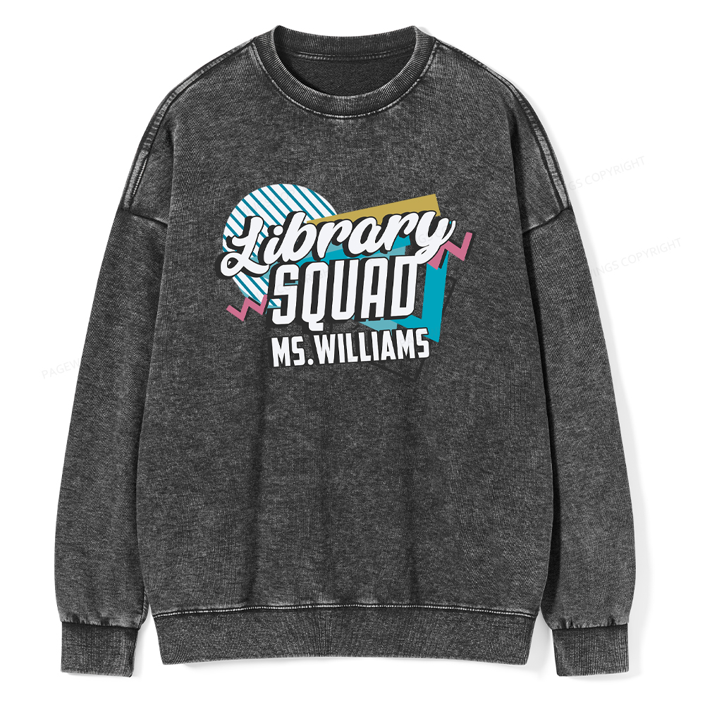 Pagewings Personalized Name Library Squad Washed Sweatshirt