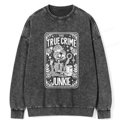 Pagewings True Crime Junkie Tarot Card Washed Sweatshirt