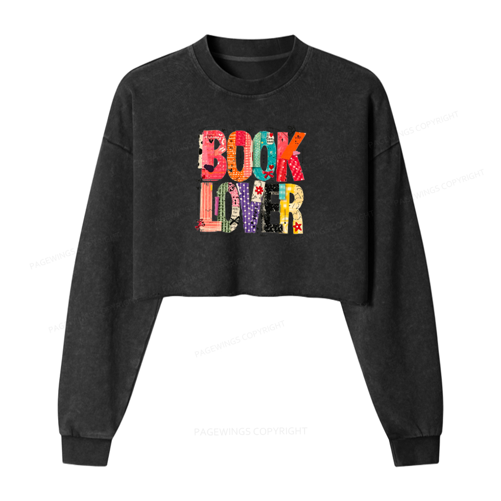Pagewings Book Lover Washed Crop Sweatshirt