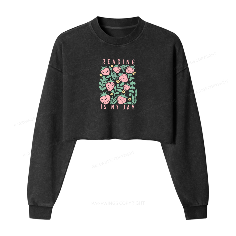 Pagewings Reading Is My Jam Washed Crop Sweatshirt