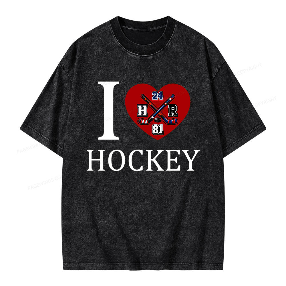 Pagewings I Heart Hockey Unisex Washed T-shirt