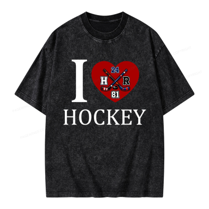 Pagewings I Heart Hockey Unisex Washed T-shirt