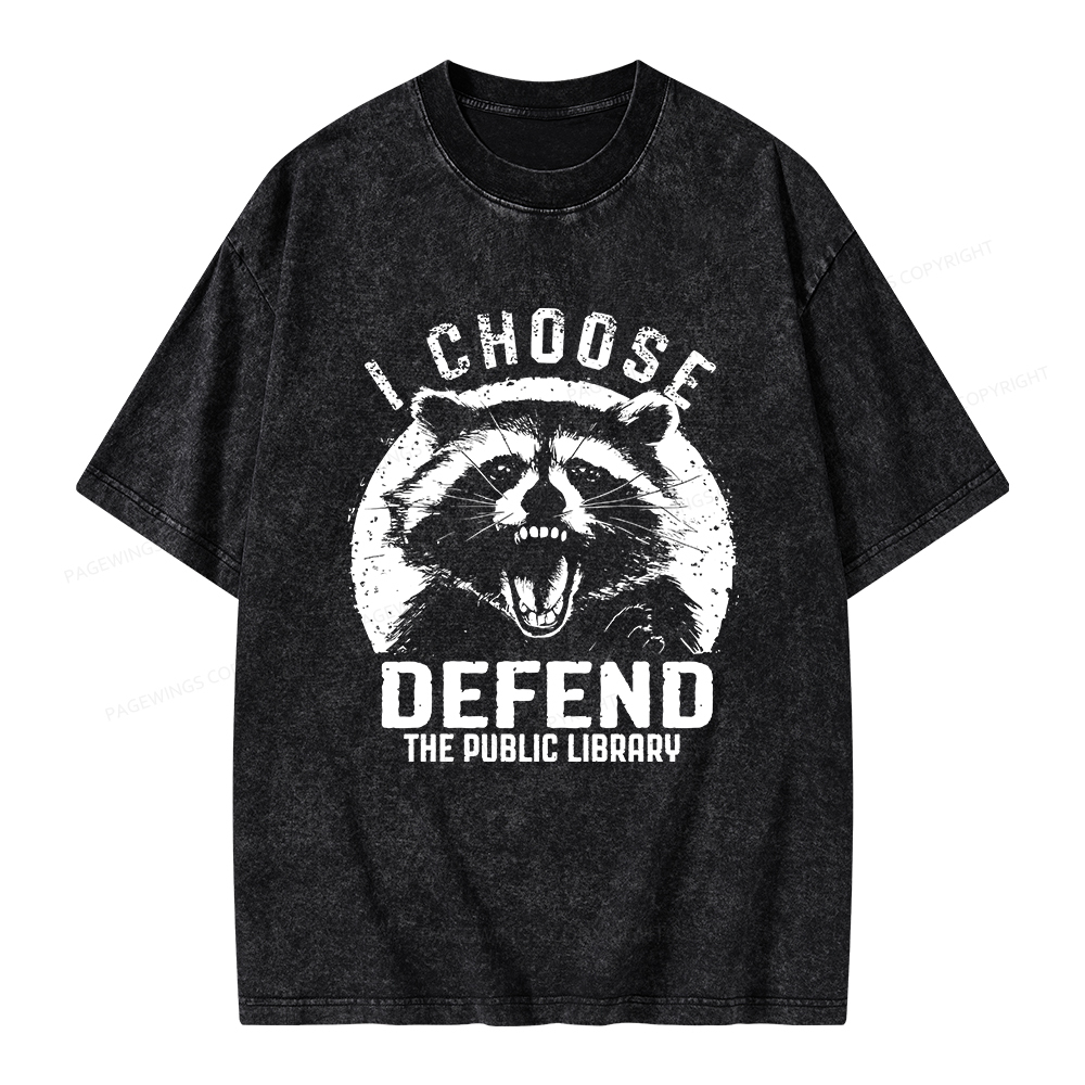 Pagewings I Choose Defend The Public Library Unisex Washed T-shirt