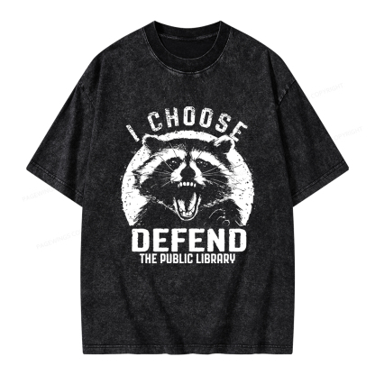 Pagewings I Choose Defend The Public Library Unisex Washed T-shirt
