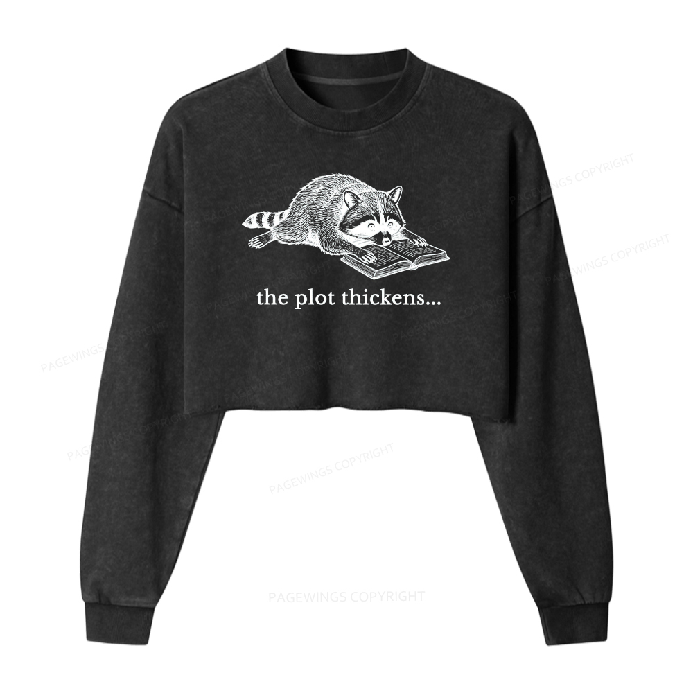 Pagewings The Plot Thickens Washed Crop Sweatshirt