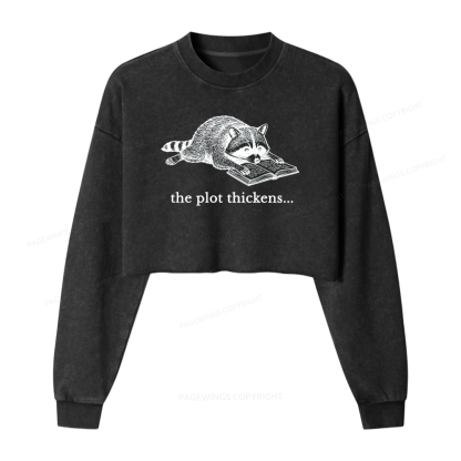 Pagewings The Plot Thickens Washed Crop Sweatshirt