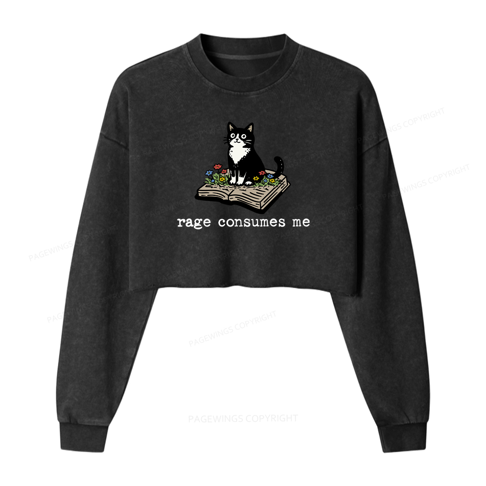 Pagewings Rage Consumes Me Washed Crop Sweatshirt