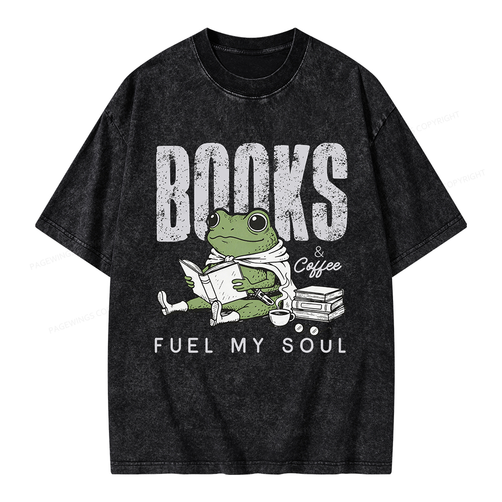 Pagewings Books And Coffee Fuel My Soul Unisex Washed T-shirt