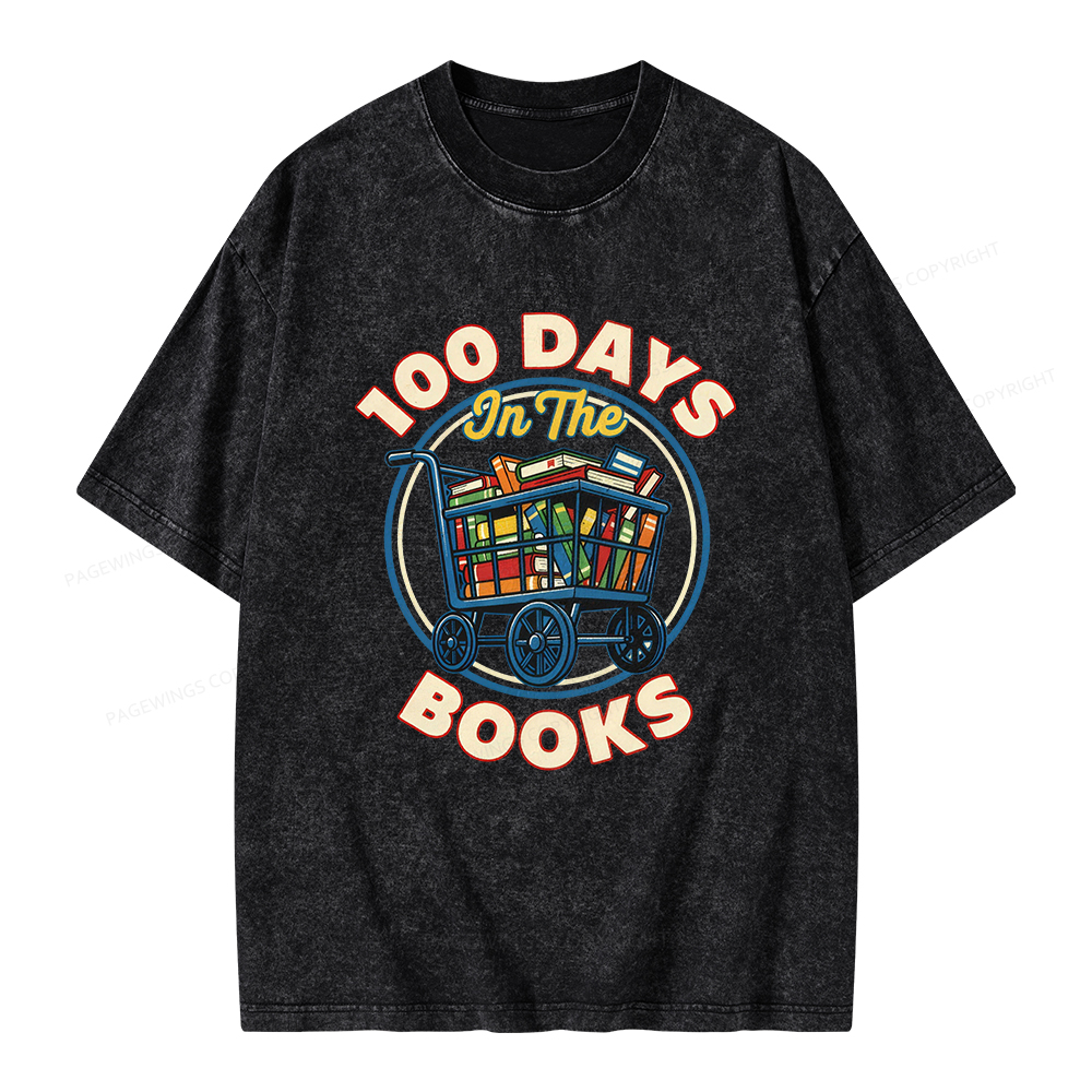Pagewings 100 Days In The Books Unisex Washed T-shirt
