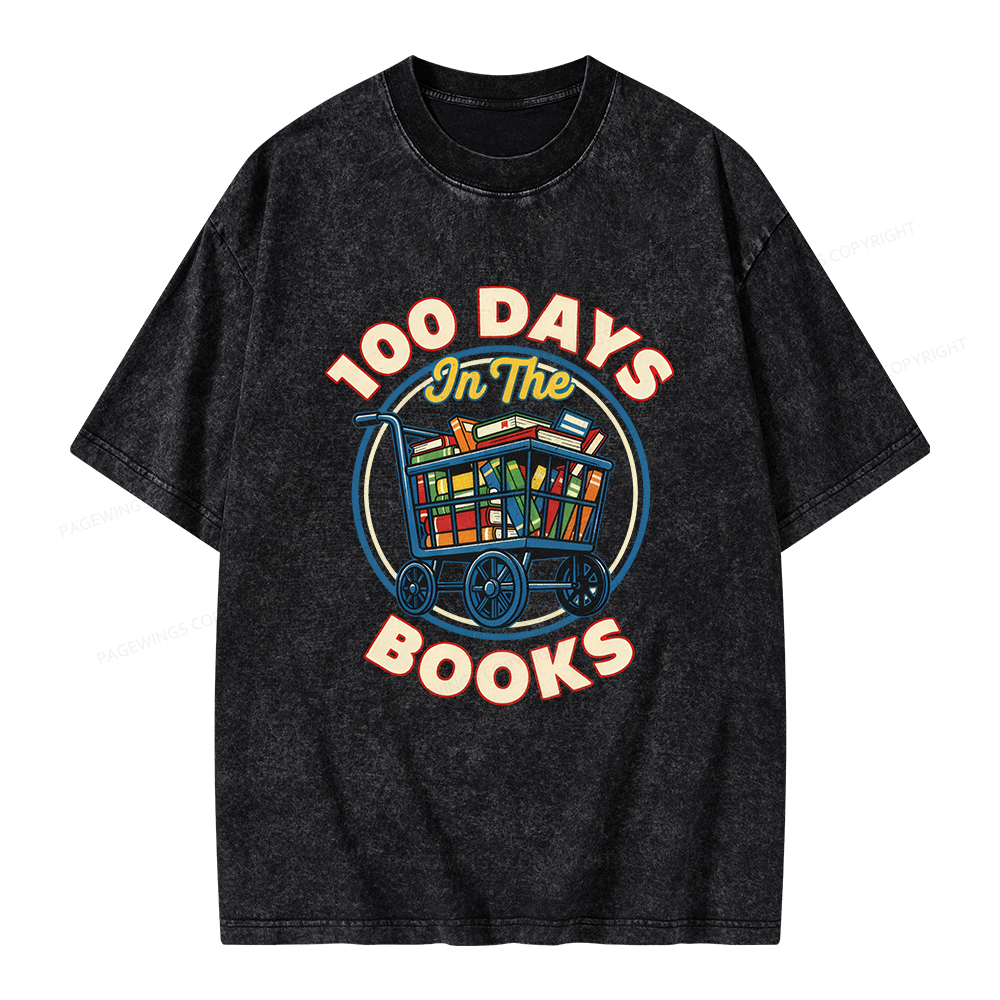 Pagewings 100 Days In The Books Unisex Washed T-shirt