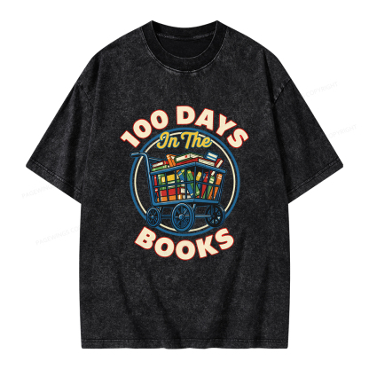 Pagewings 100 Days In The Books Unisex Washed T-shirt