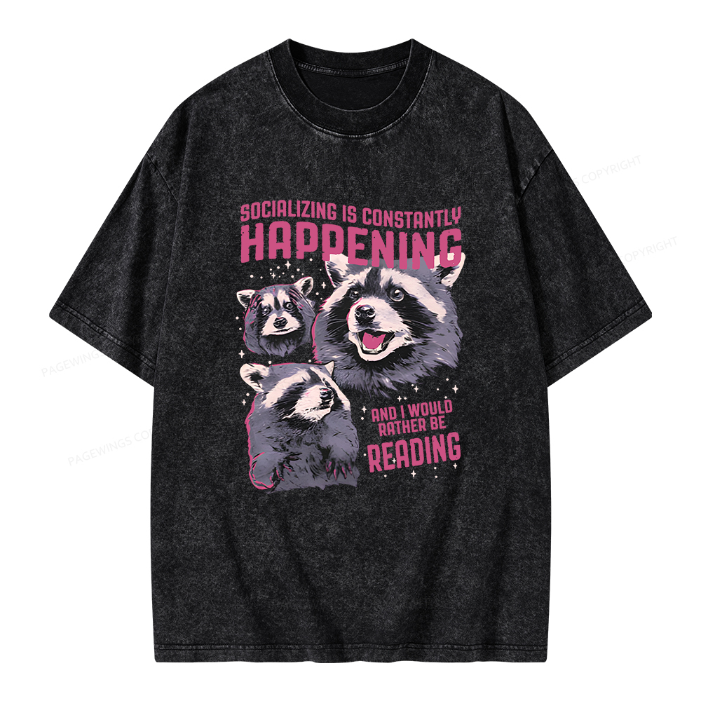 Pagewings And I Would Rather Be Reading Unisex Washed T-shirt