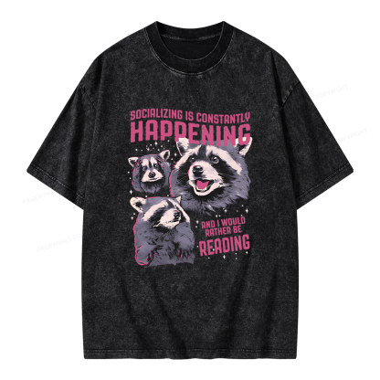 Pagewings And I Would Rather Be Reading Unisex Washed T-shirt