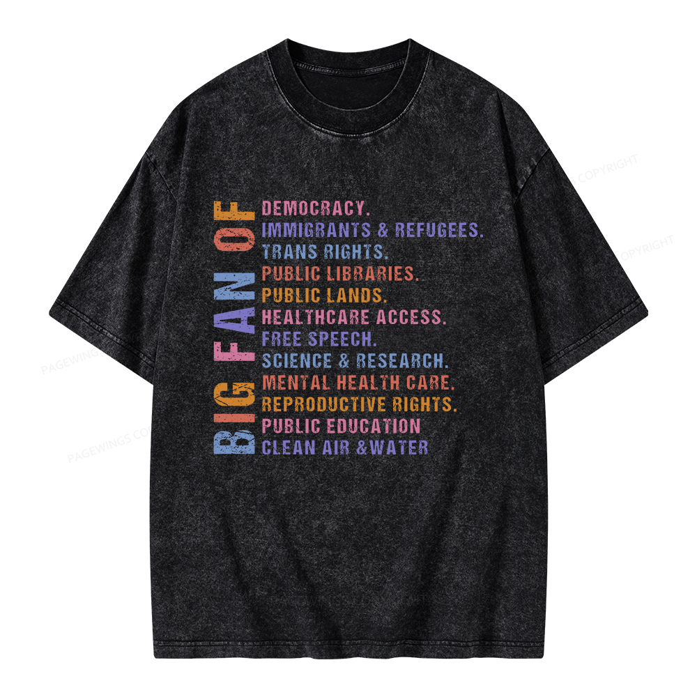Pagewings Big Fan of Human Rights Unisex Washed T-shirt
