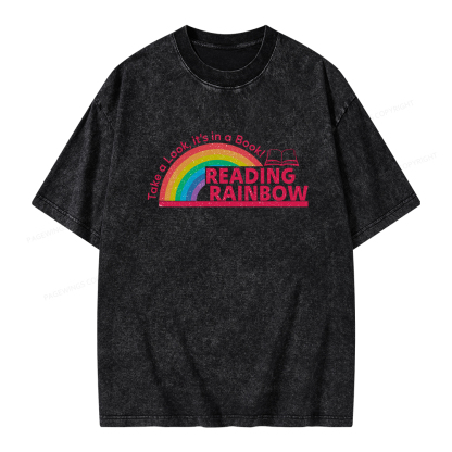 Pagewings Reading Rainbow Unisex Washed T-shirt