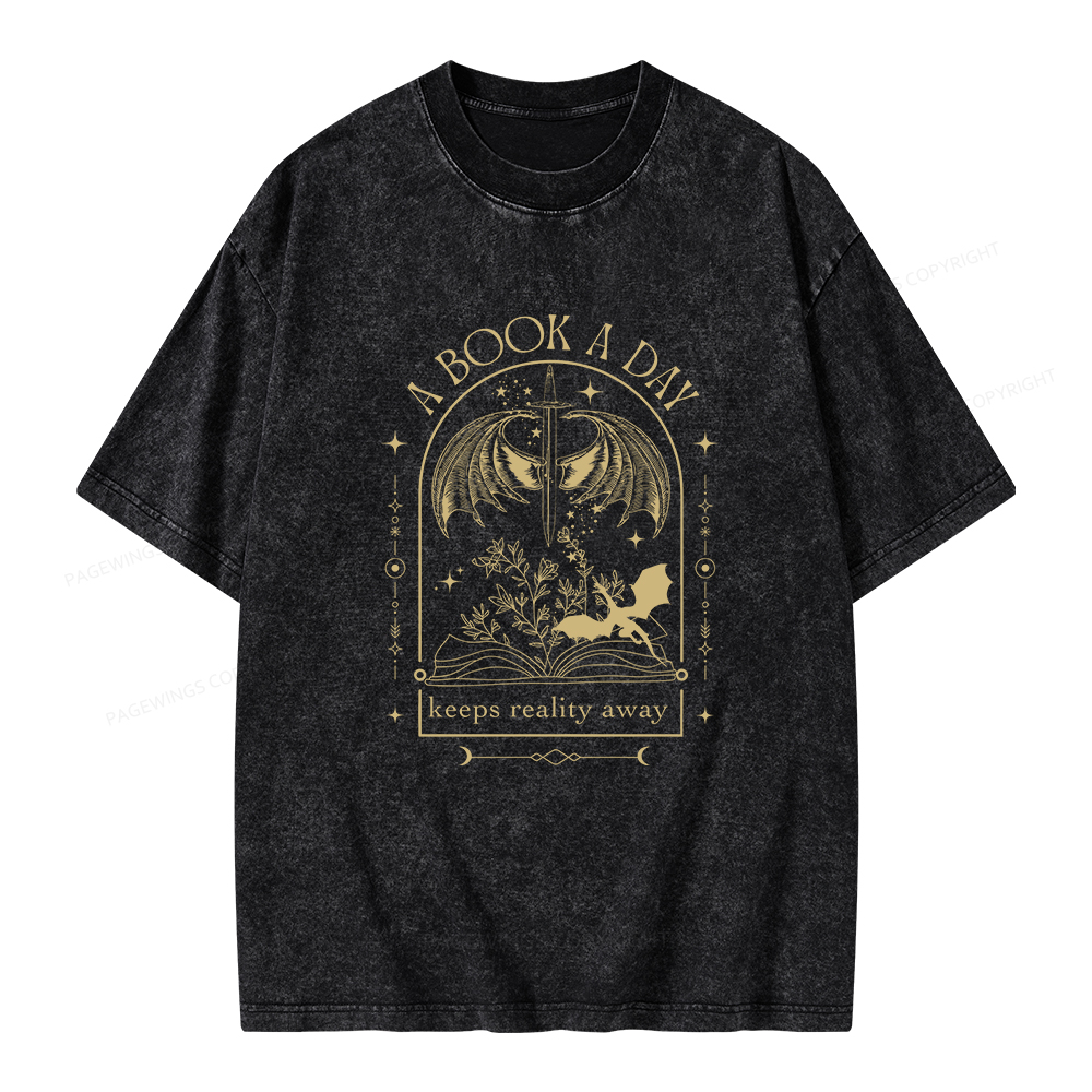 Pagewings A Book a Day Dragon Unisex Washed T-shirt