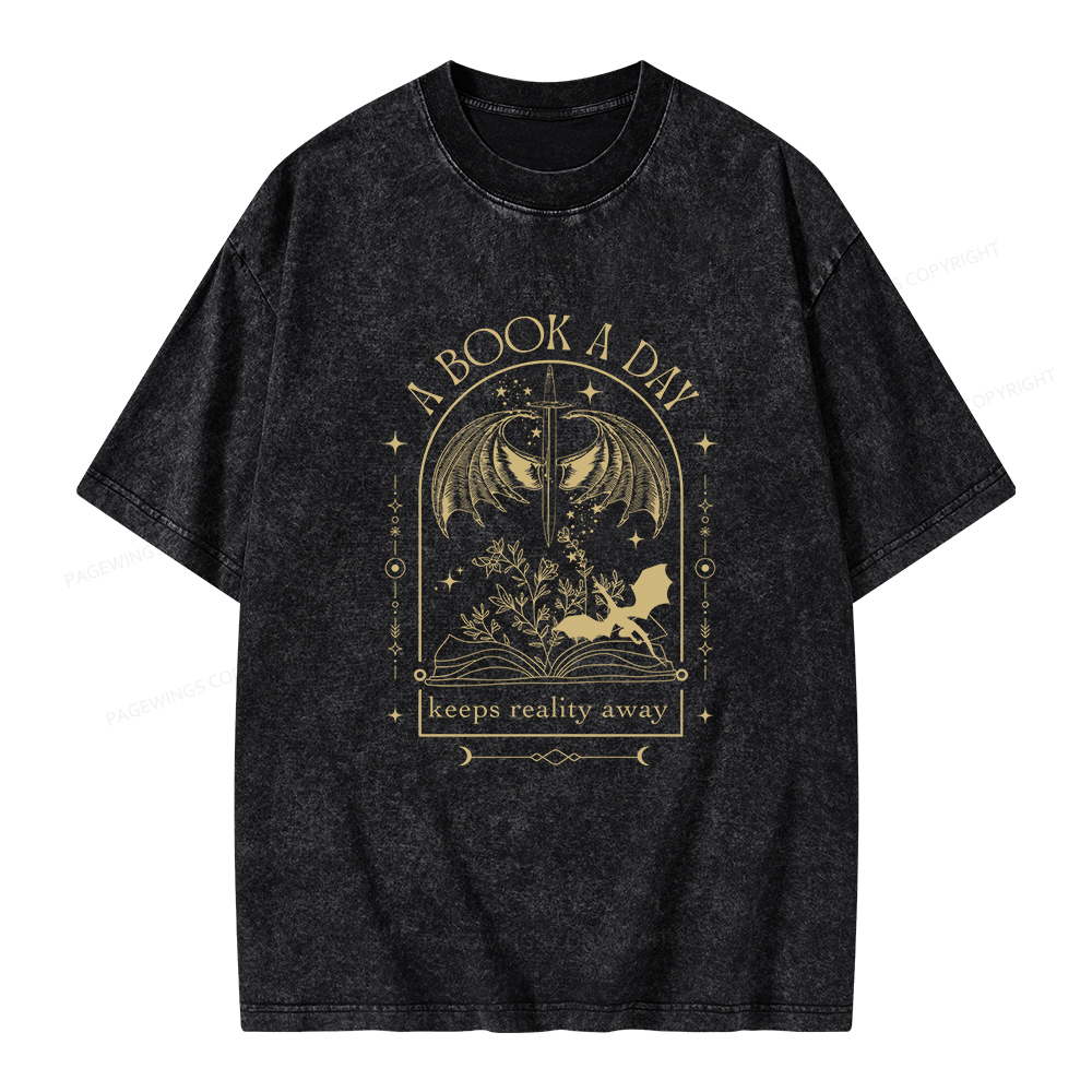 Pagewings A Book a Day Dragon Unisex Washed T-shirt