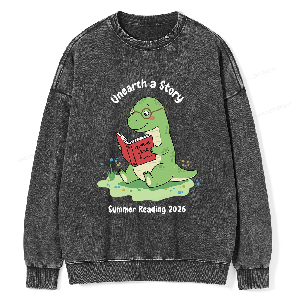 Pagewings Unearth A Story Dinosaur Summer Reading Washed Sweatshirt