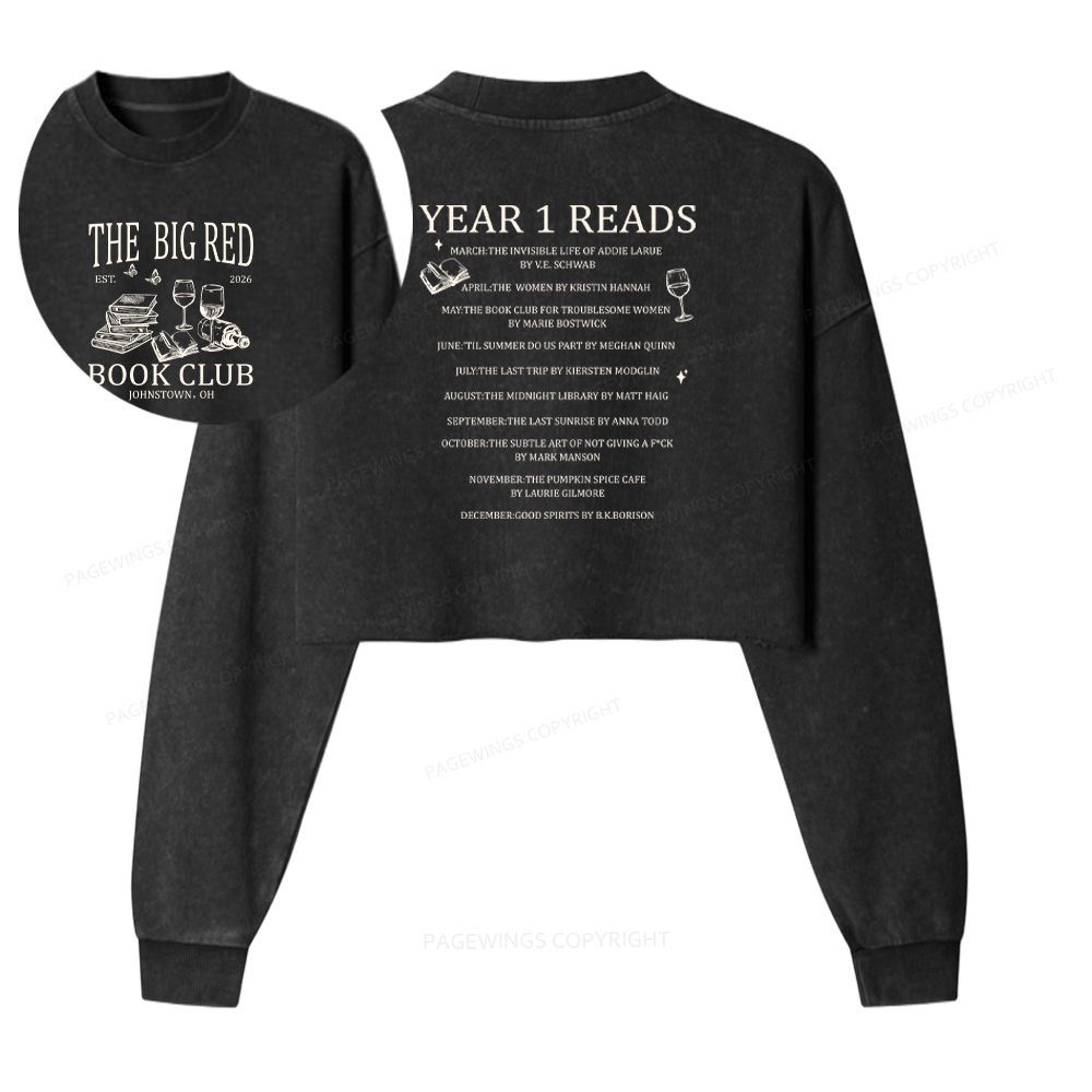 Pagewings Personalized Book Club Washed Crop Sweatshirt