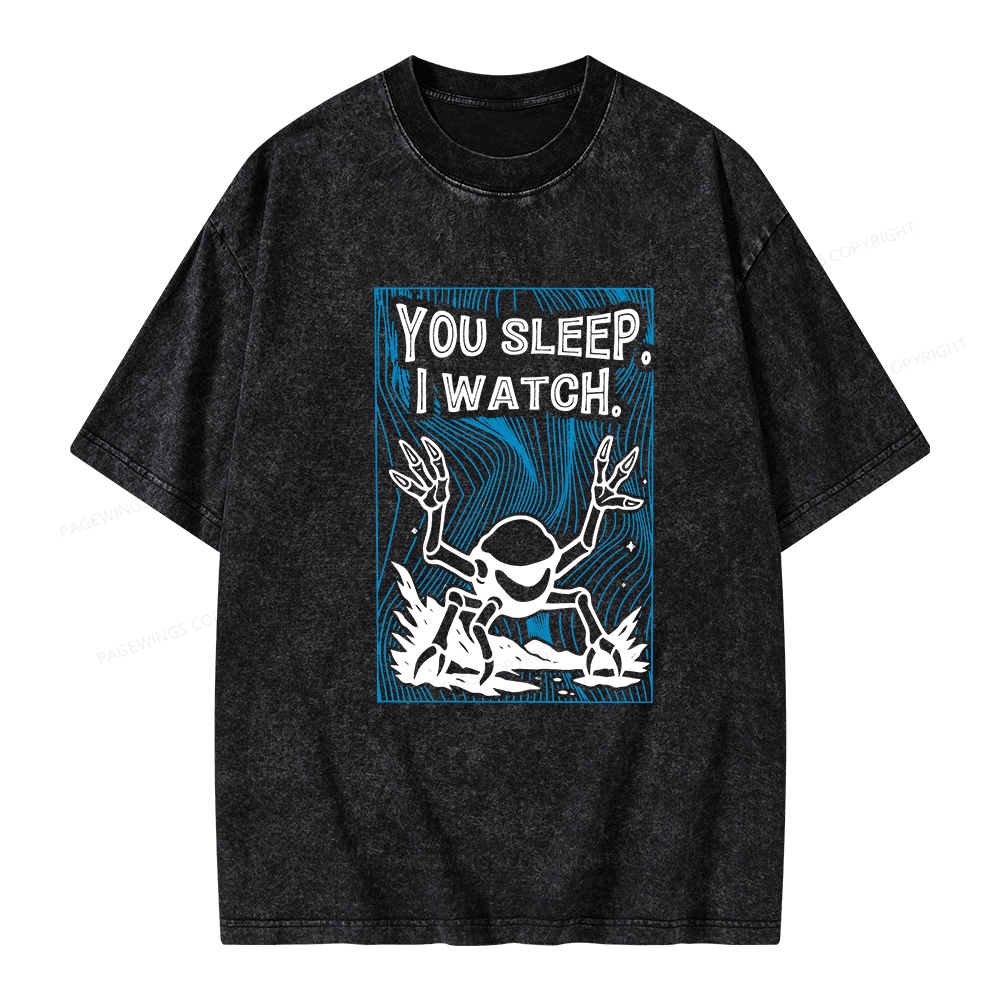 Pagewings You Sleep I Watch Unisex Washed T-shirt