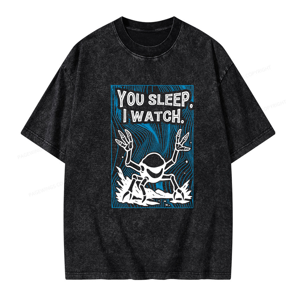 Pagewings You Sleep I Watch Unisex Washed T-shirt
