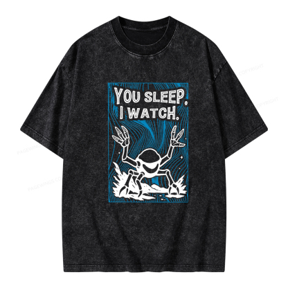 Pagewings You Sleep I Watch Unisex Washed T-shirt
