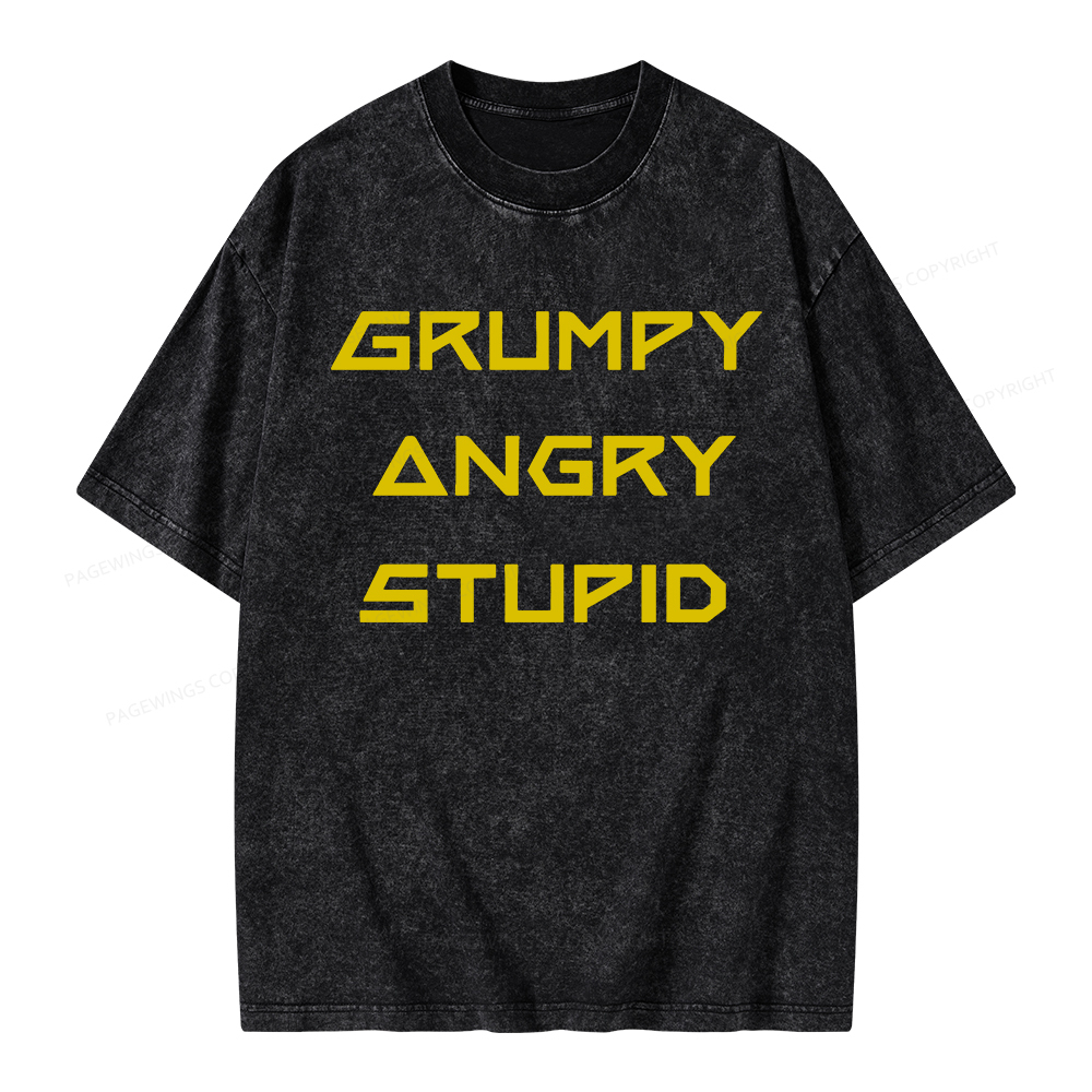 Pagewings Grumpy Angry Stupid Unisex Washed T-shirt