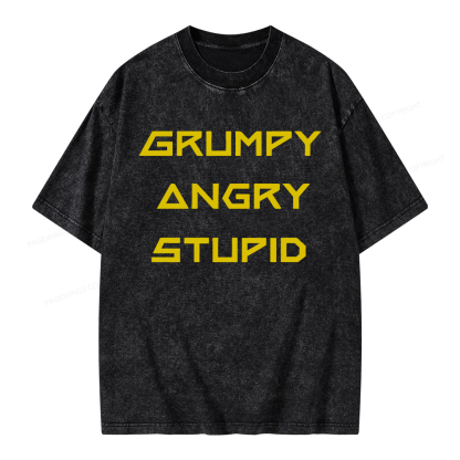Pagewings Grumpy Angry Stupid Unisex Washed T-shirt
