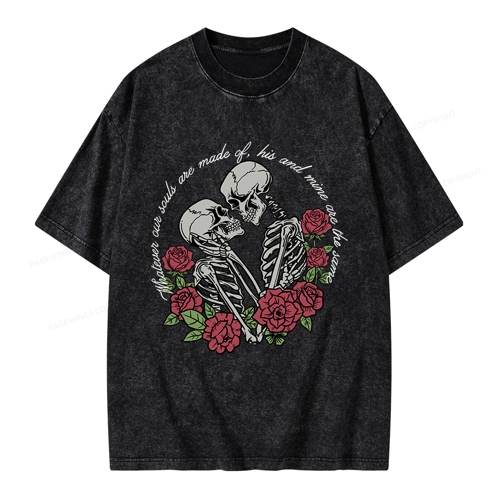 Pagewings Gothic Romance Skeleton Lovers Unisex Washed T-shirt