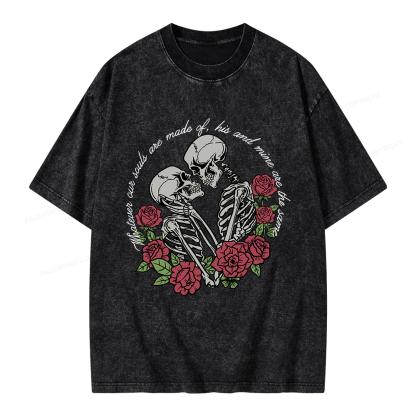 Pagewings Gothic Romance Skeleton Lovers Unisex Washed T-shirt