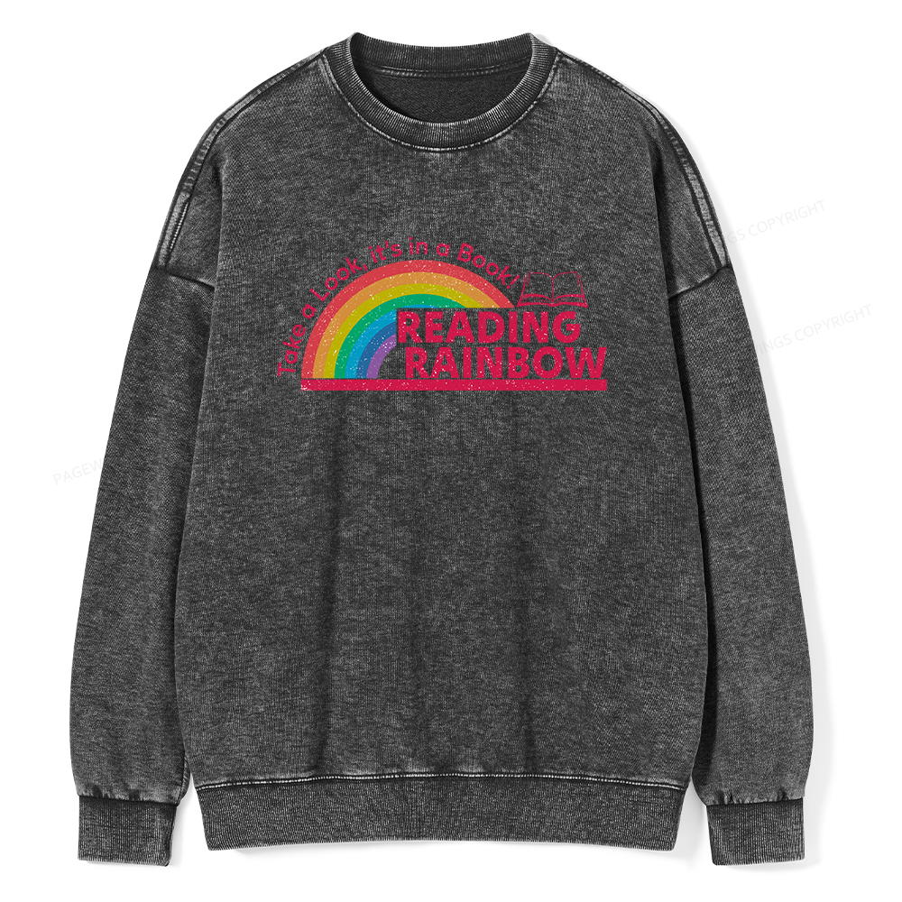Pagewings Reading Rainbow Unisex Washed Sweatshirt