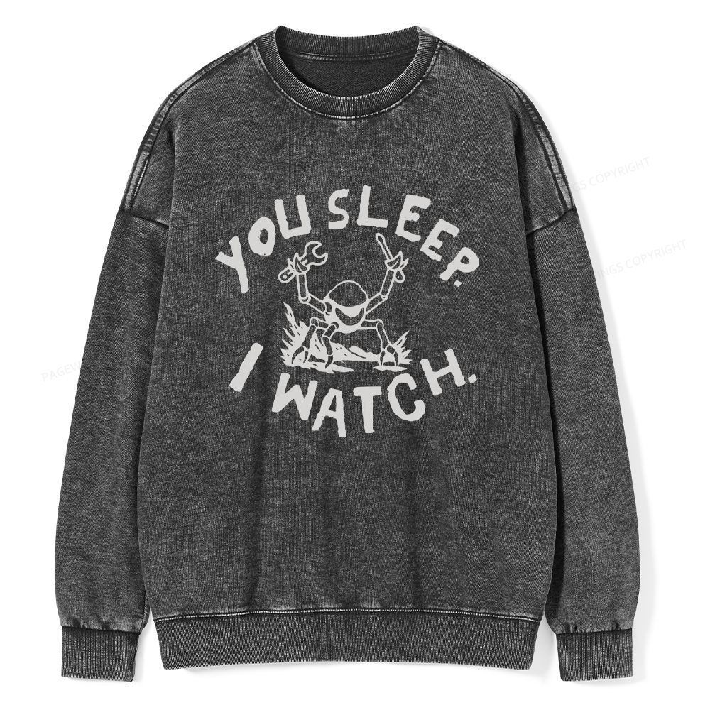 Pagewings You Sleep I Watch Washed Sweatshirt
