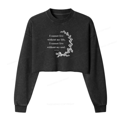 Pagewings Gothic Bookworm Washed Crop Sweatshirt