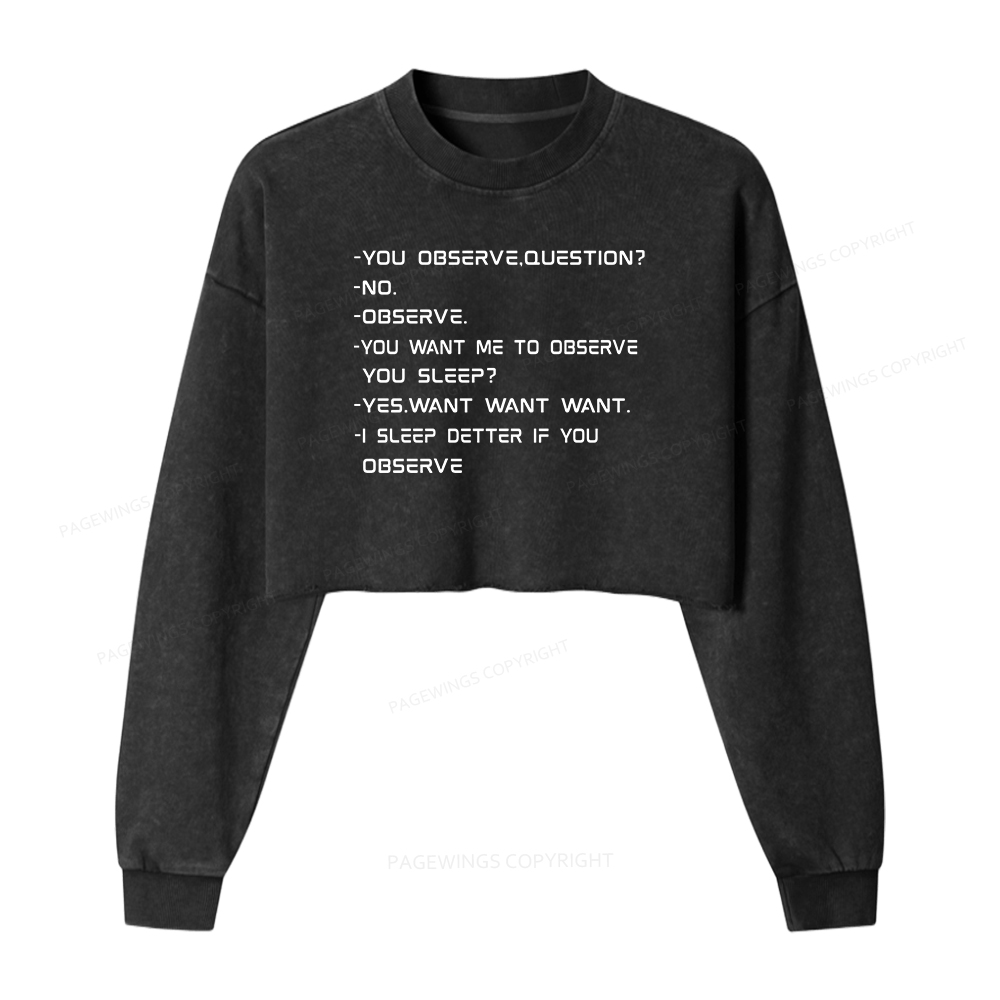 Pagewings Sci-Fi Book Lover Washed Crop Sweatshirt